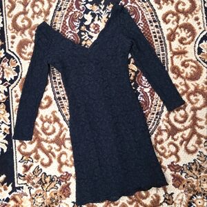 Vintage 90s Little Black Lace Mini Dress Long Sleeves LBD Dramatix 1990 Retro